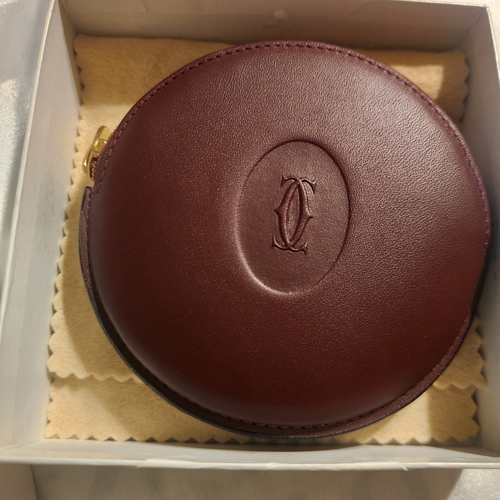 Cartier Burgundy Leather Coin Pouch